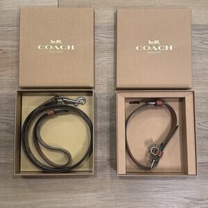 COACH NIB Dog Collar and Leash Set Size Large Khaki/Saddle/Brown Classic Logo